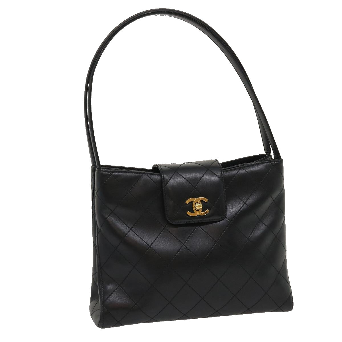 Luxury Chanel Matelasse Shoulder Bag Lamb Skin Black CC  am2485gA