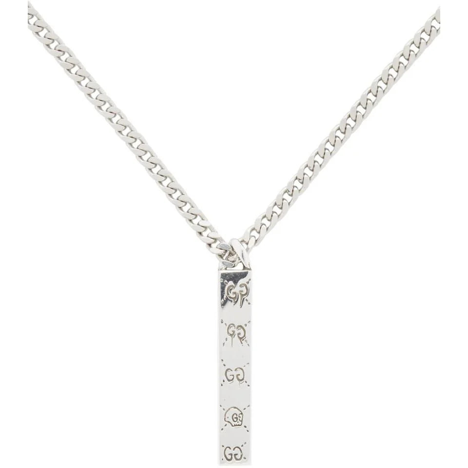 Luxury Gucci GG STERLING SILVER GHOST BAR PENDANT