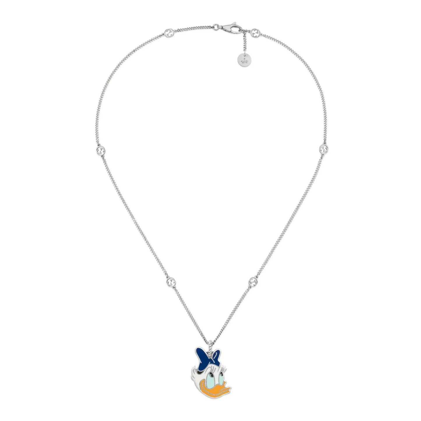 Luxury Gucci GG DONALD DUCK DOUBLE G STERLING SILVER NECKLACE