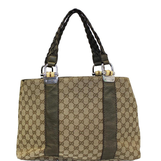 Luxury Gucci Trending 2025 Bag Bamboo Bar 232947 Beige Gg Monogram Canvas Tote
