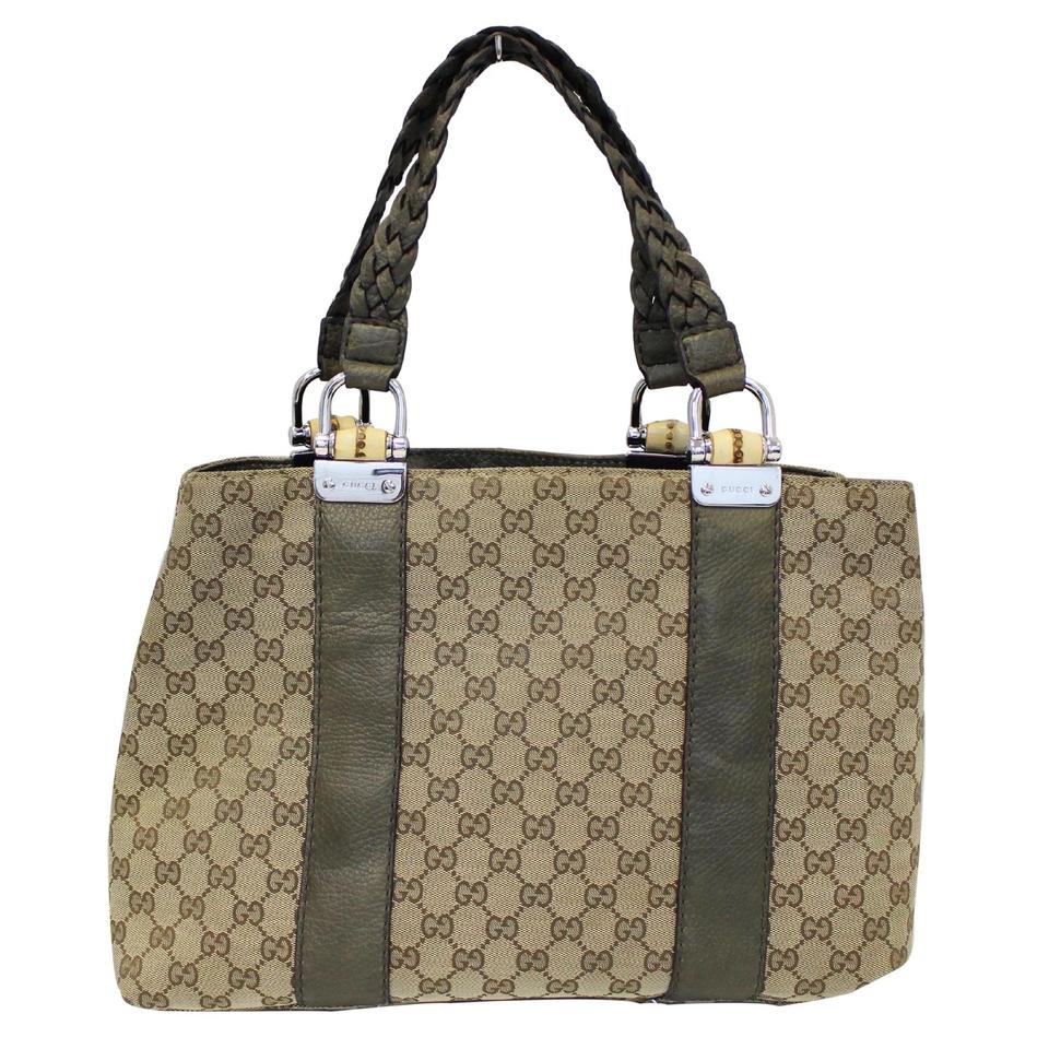 Luxury Gucci Trending 2025 Bag Bamboo Bar 232947 Beige Gg Monogram Canvas Tote