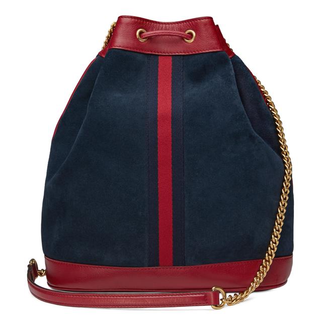 Luxury Gucci Trending 2025 Bucket Rajah Medium Suede Hobo Bag in Blue