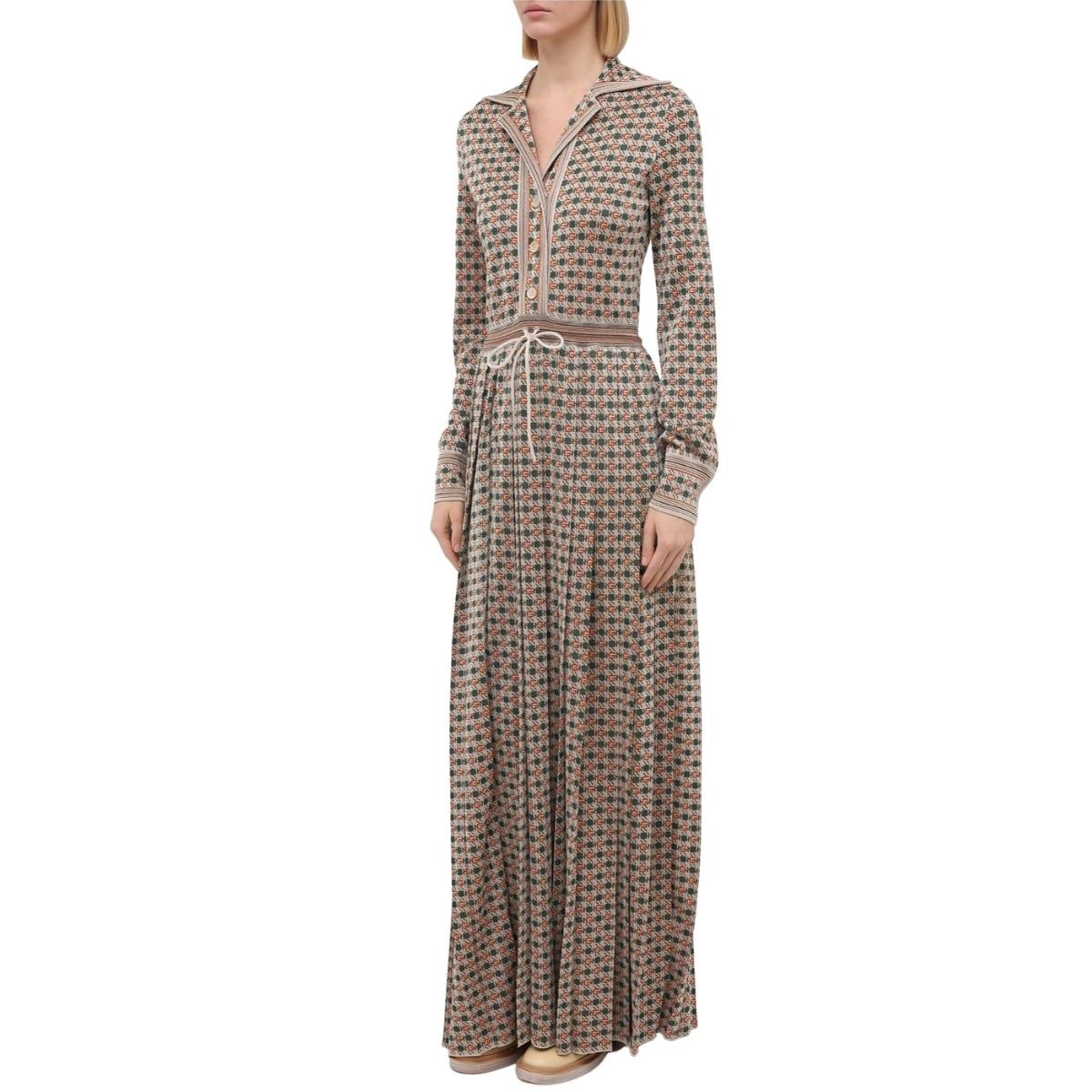 Luxury Gucci Long Square G Lamé Dress