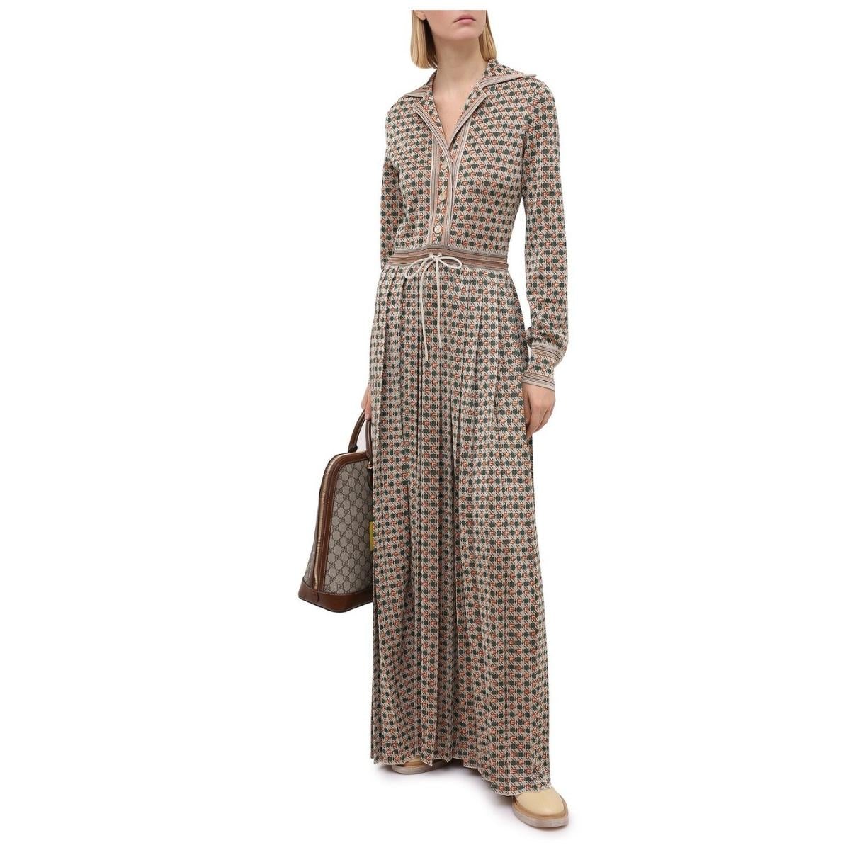 Luxury Gucci Long Square G Lamé Dress