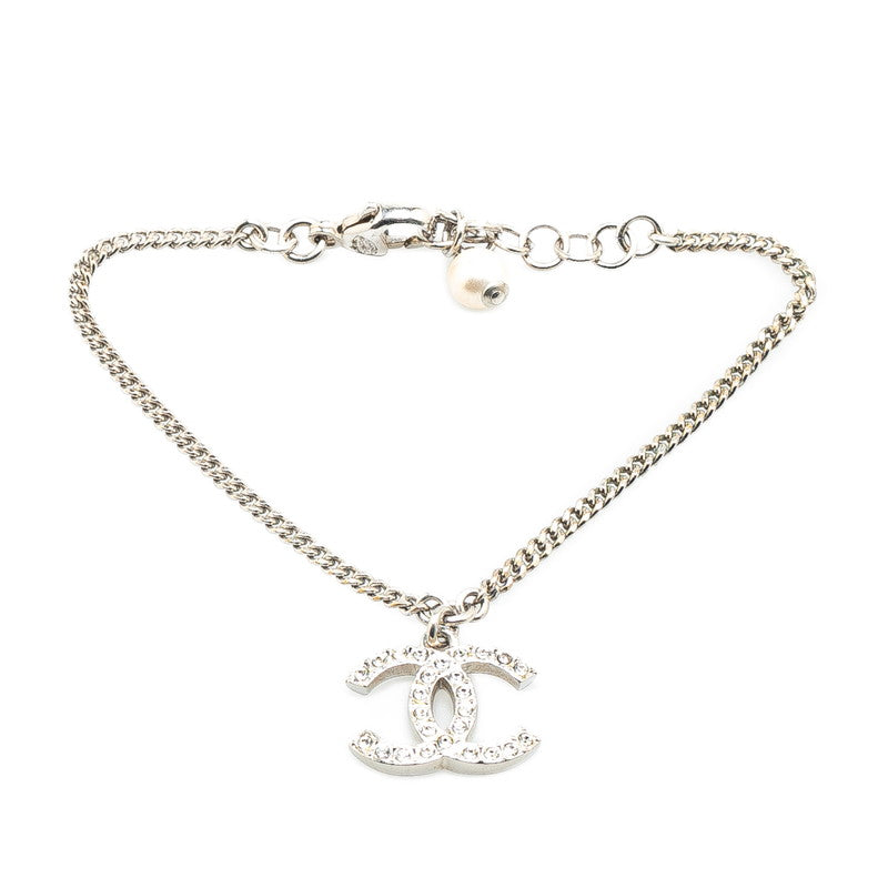 Chanel Coco Mark Bracelet Silver White Metal
