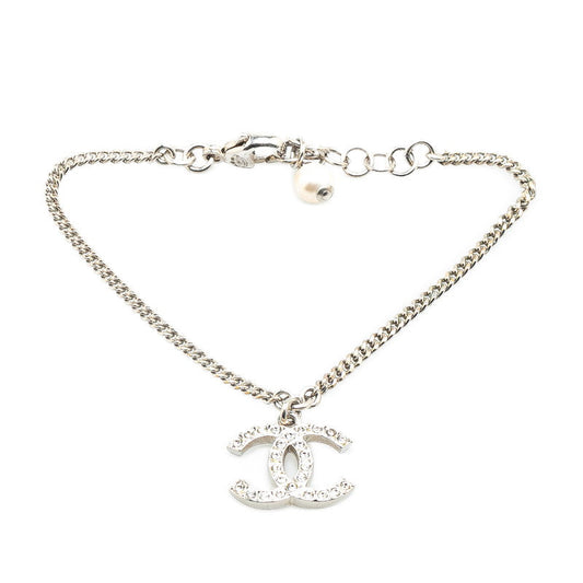 Chanel Coco Mark Bracelet Silver White Metal