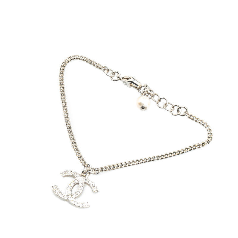 Chanel Coco Mark Bracelet Silver White Metal