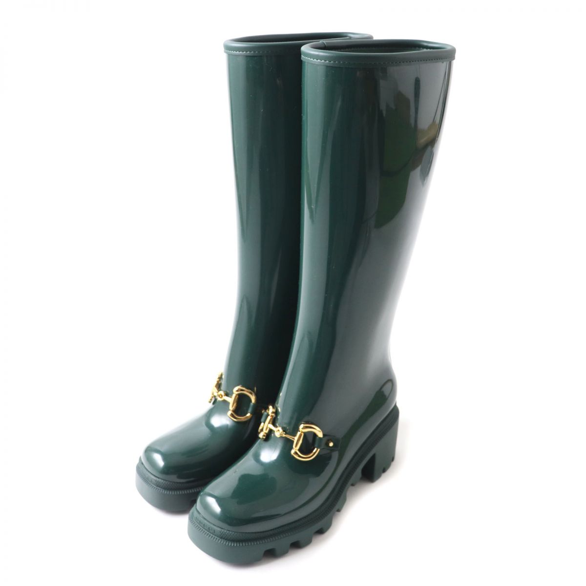 Luxury Gucci Trending 2025 Horsebit Rubber Long Boots Green