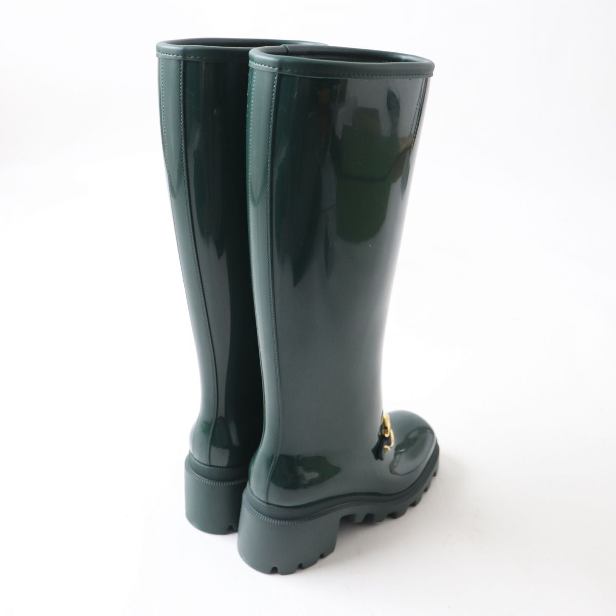 Luxury Gucci Trending 2025 Horsebit Rubber Long Boots Green