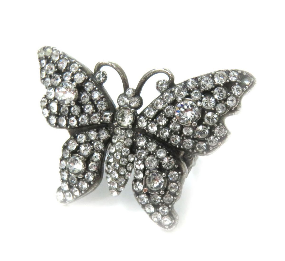 Luxury Gucci Trending 2025 Crystal Butterfly Rhinestone Ring Silver