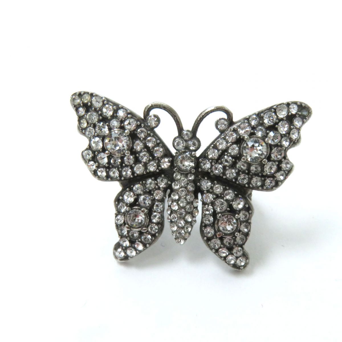 Luxury Gucci Trending 2025 Crystal Butterfly Rhinestone Ring Silver