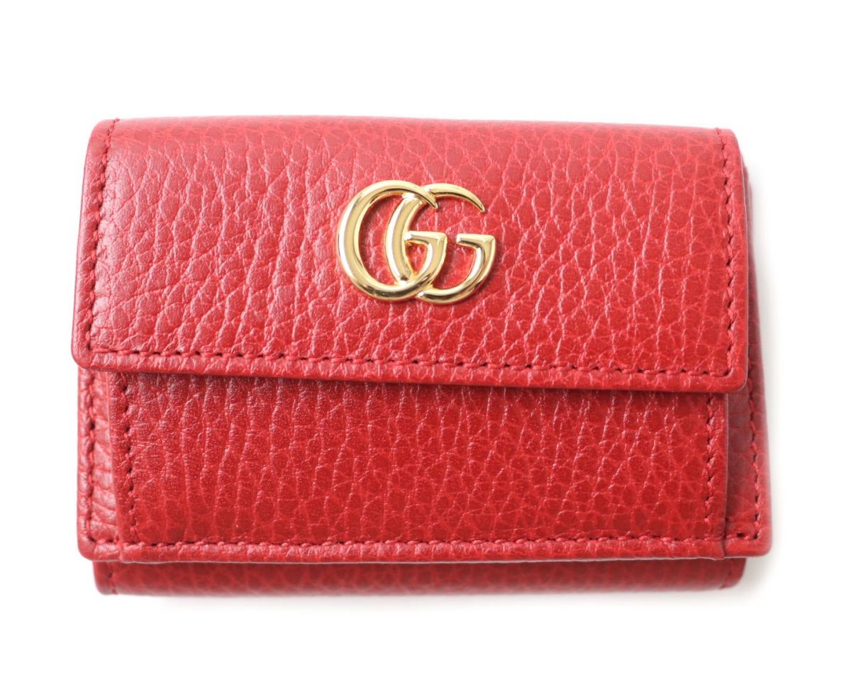 Luxury Gucci Trending 2025 GG Marmont Leather Compact Wallet