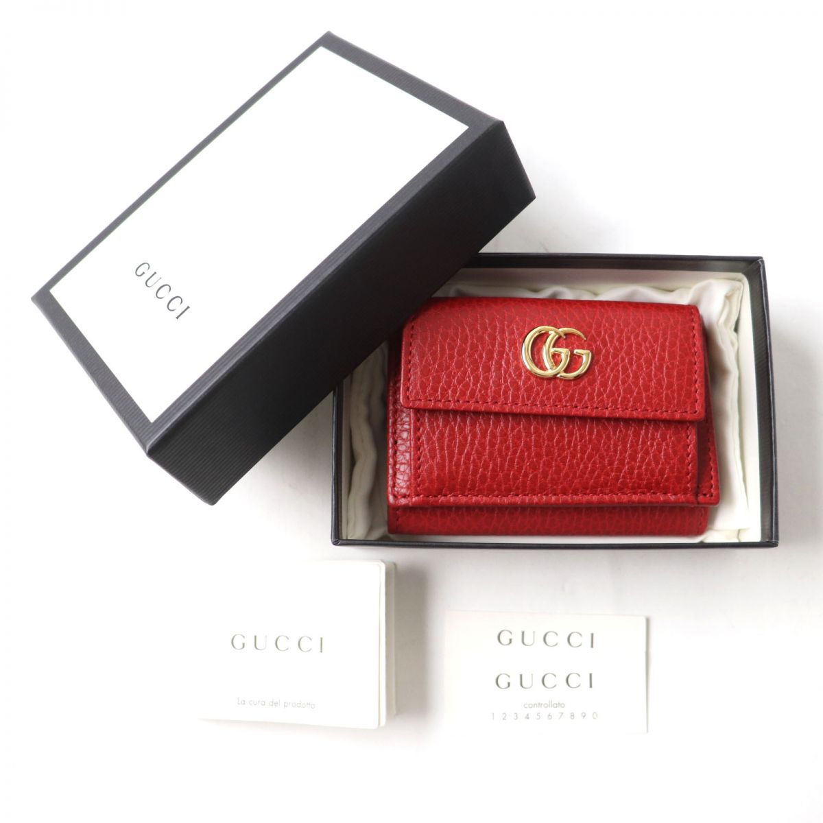 Luxury Gucci Trending 2025 GG Marmont Leather Compact Wallet