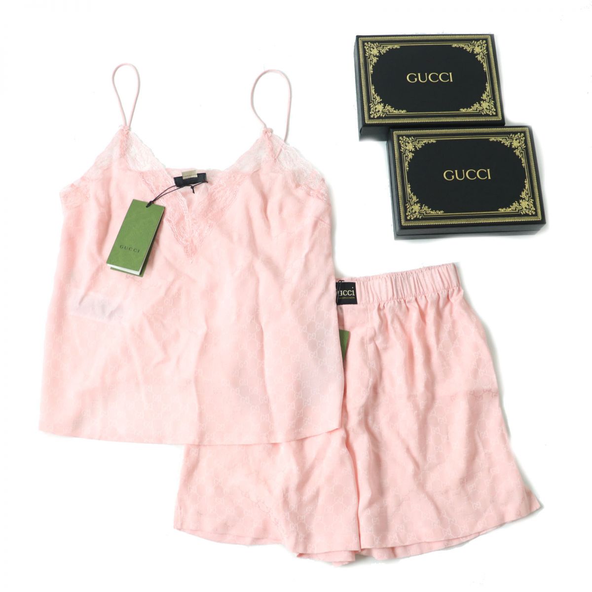 Luxury Gucci Trending 2025 Silk GGPattern Camisole Shorts Set M