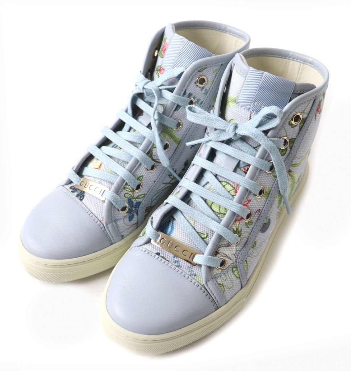 Luxury Gucci Trending 2025 Floral Logo Canvas High-Top Sneakers 35.5