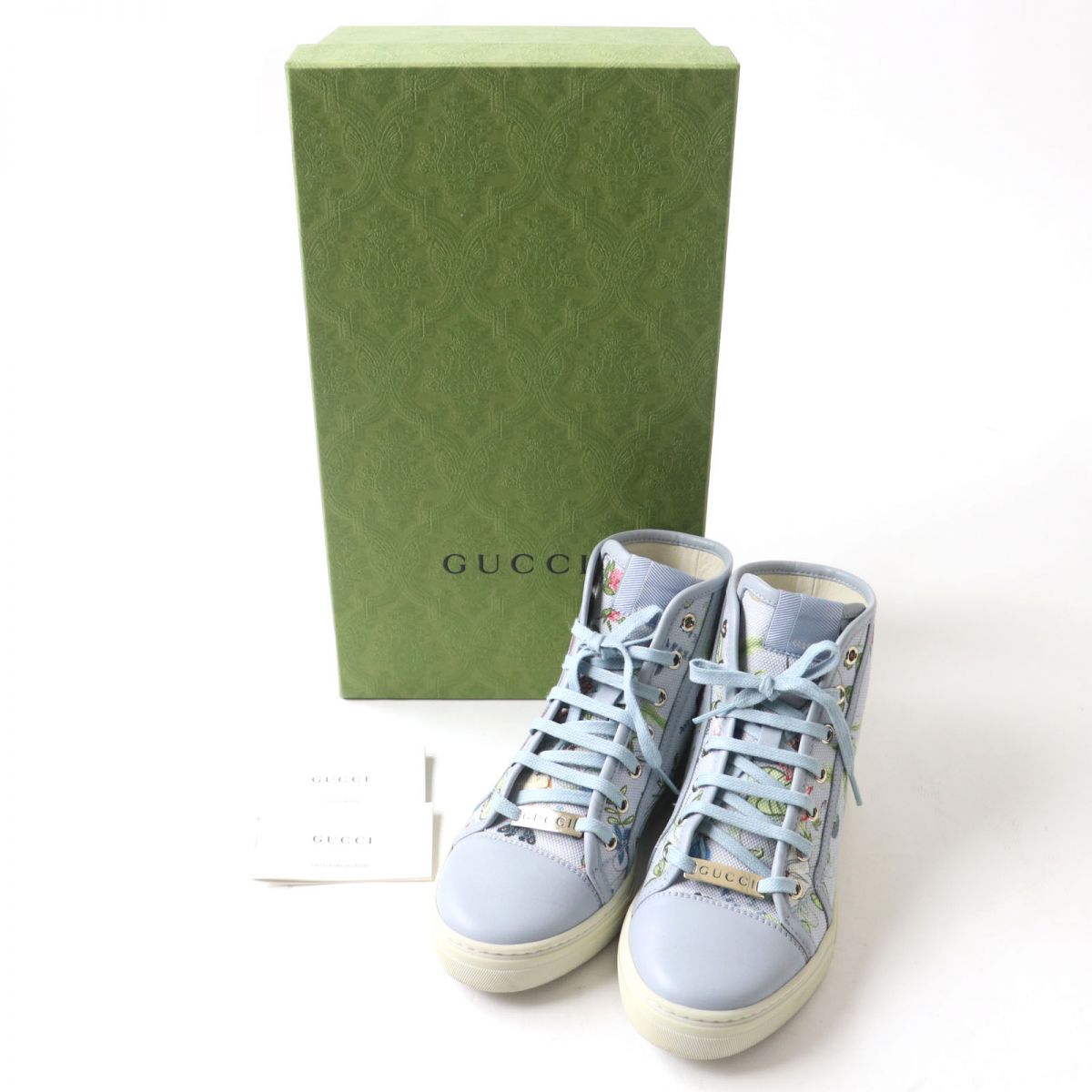 Luxury Gucci Trending 2025 Floral Logo Canvas High-Top Sneakers 35.5