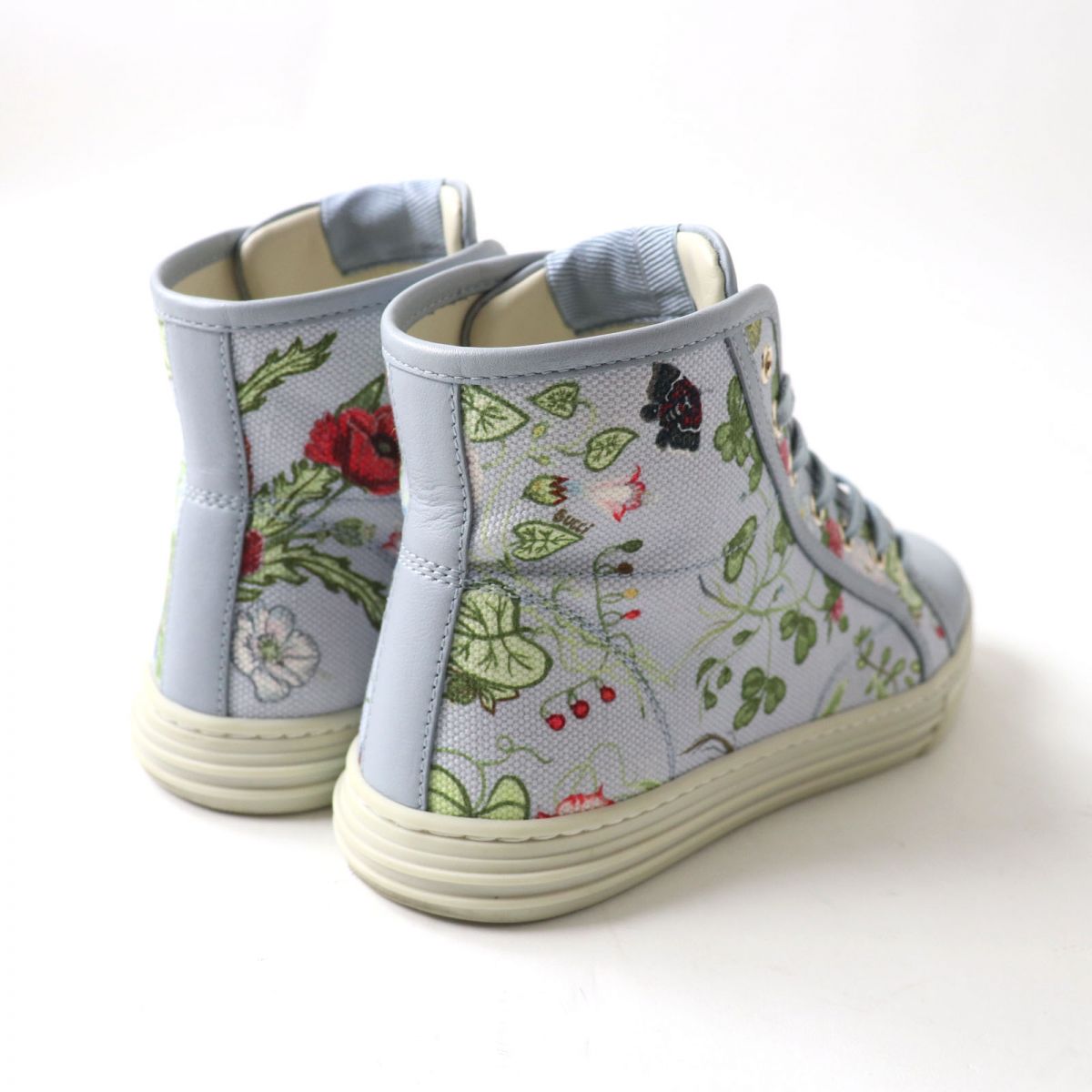 Luxury Gucci Trending 2025 Floral Logo Canvas High-Top Sneakers 35.5