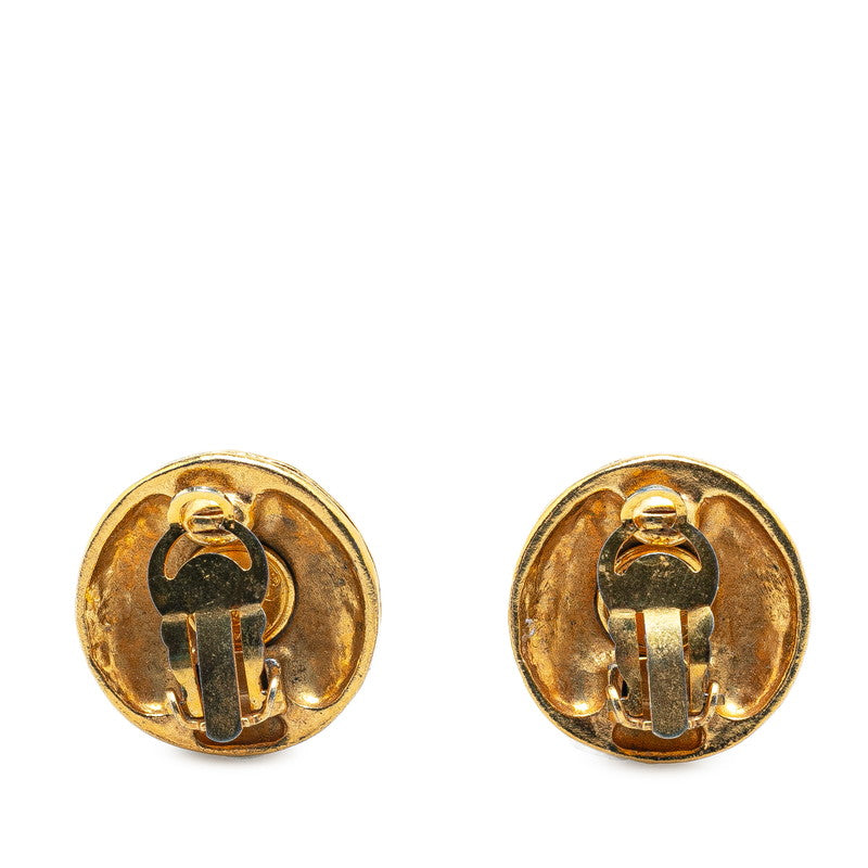 Chanel Coco Mark Round Clip Earrings Gold