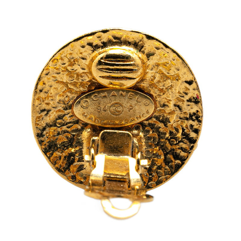 Chanel Vintage Coco Mark Round Earrings Gold