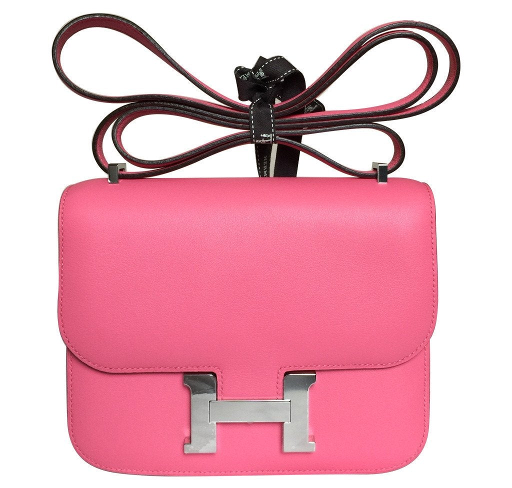 Luxury Hermes Constance Mini 18 Rose Azalea Swift Leather PHW