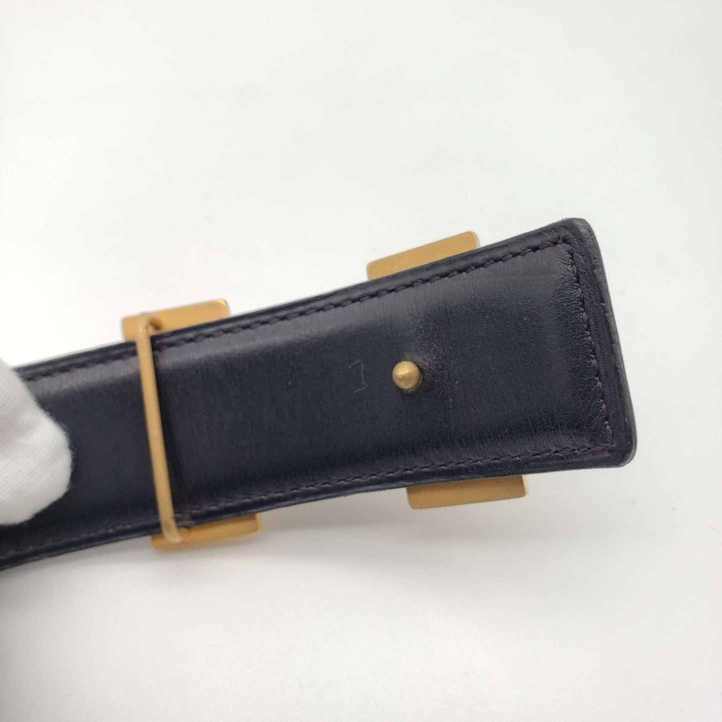 Luxury Hermes Leather Belt Black Gold Reversible