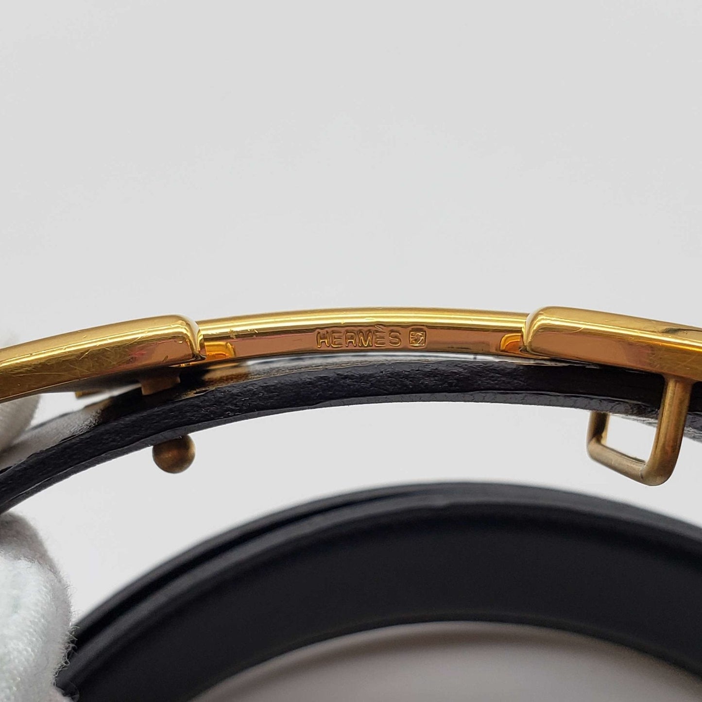 Luxury Hermes Leather Belt Black Gold Reversible