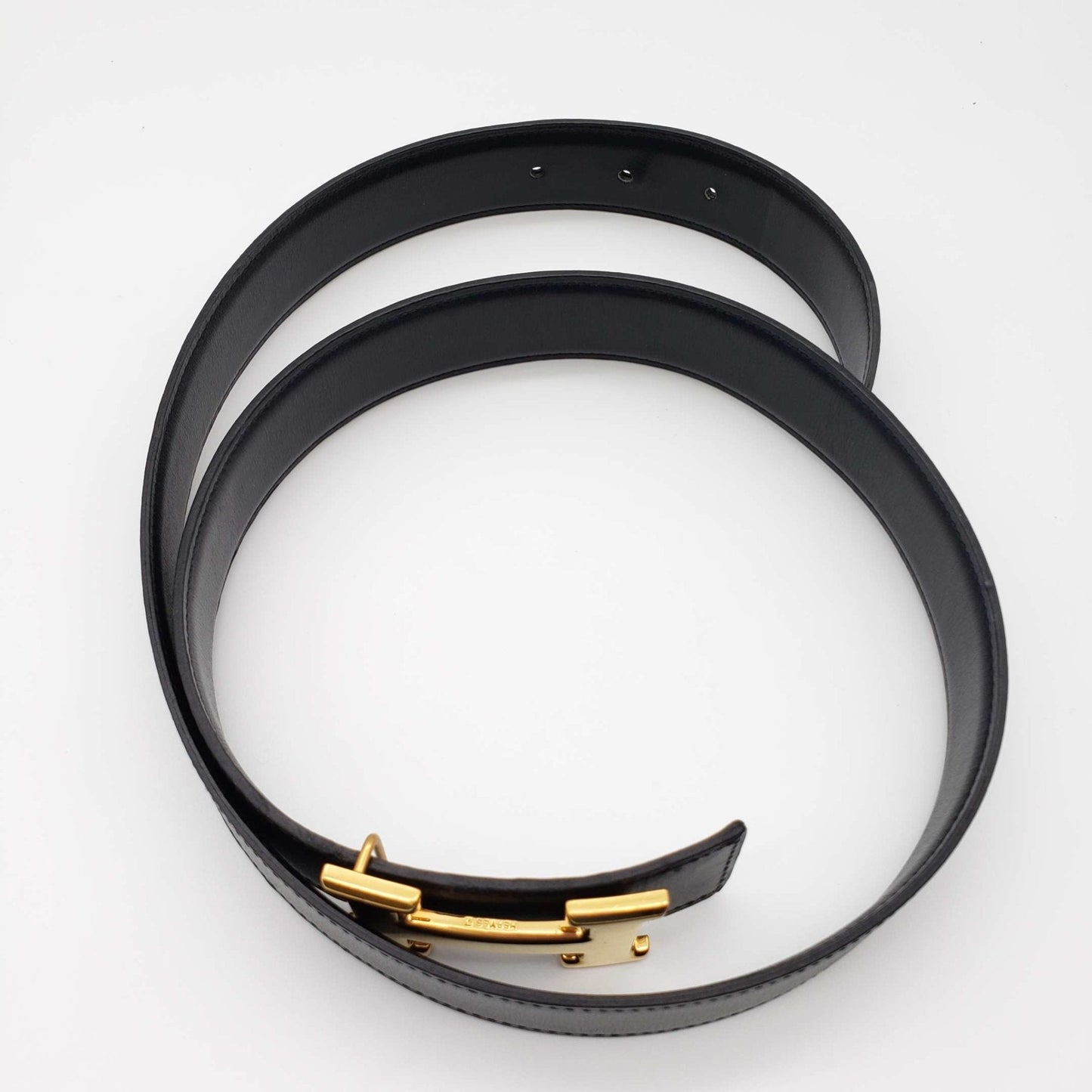 Luxury Hermes Leather Belt Black Gold Reversible