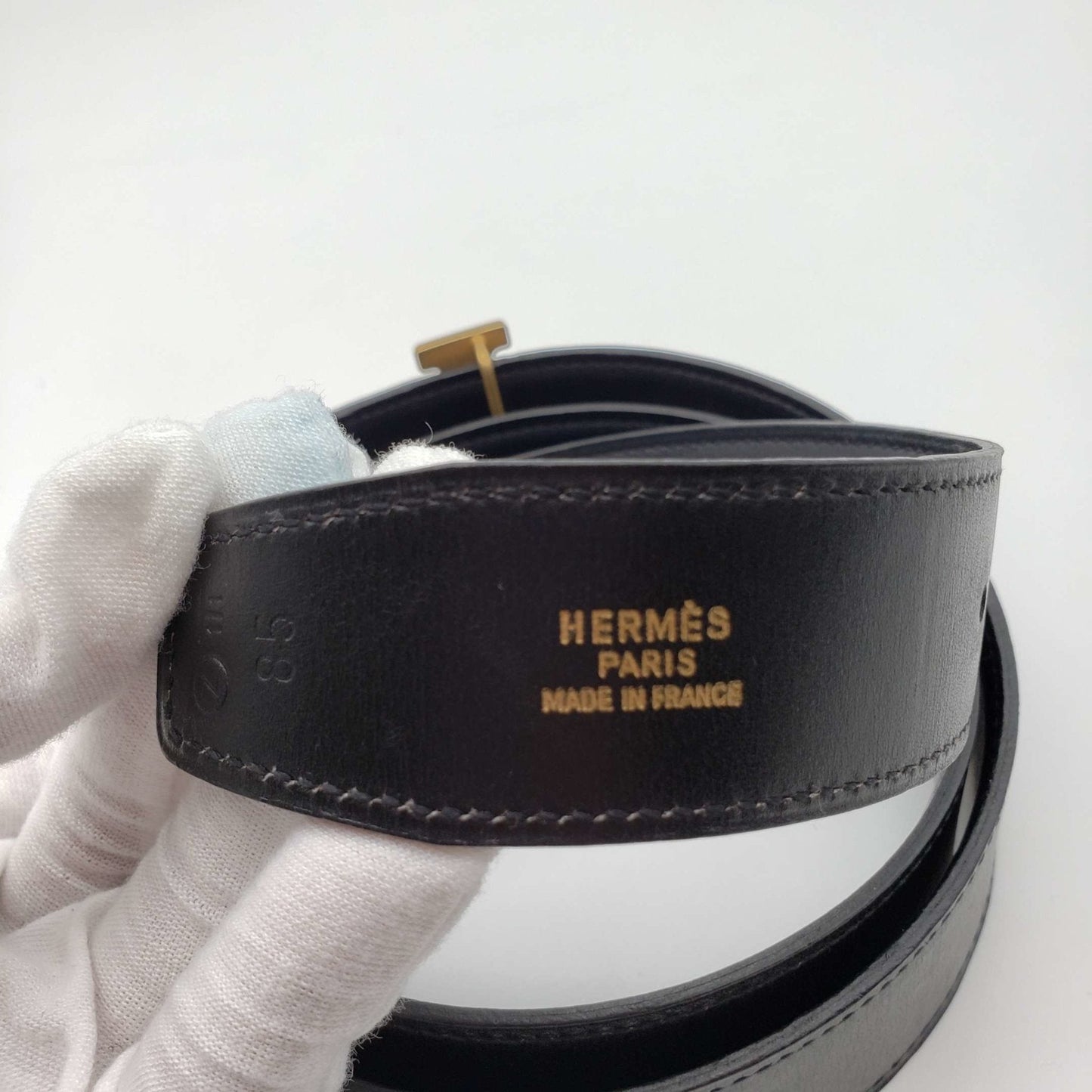 Luxury Hermes Leather Belt Black Gold Reversible