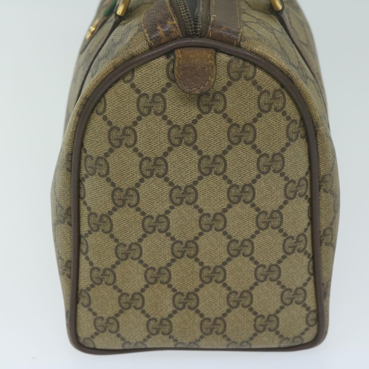 GUCCI GG Canvas Web Sherry Line Boston Bag PVC Beige Green Red  hk1053