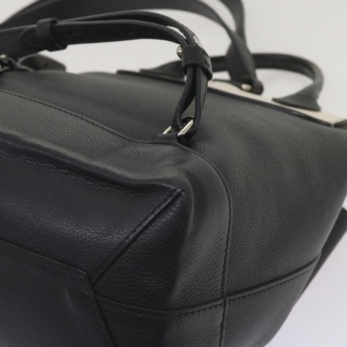 LOUIS VUITTON Lock Me Backpack Calf leather Black White M54108 LV hk1059