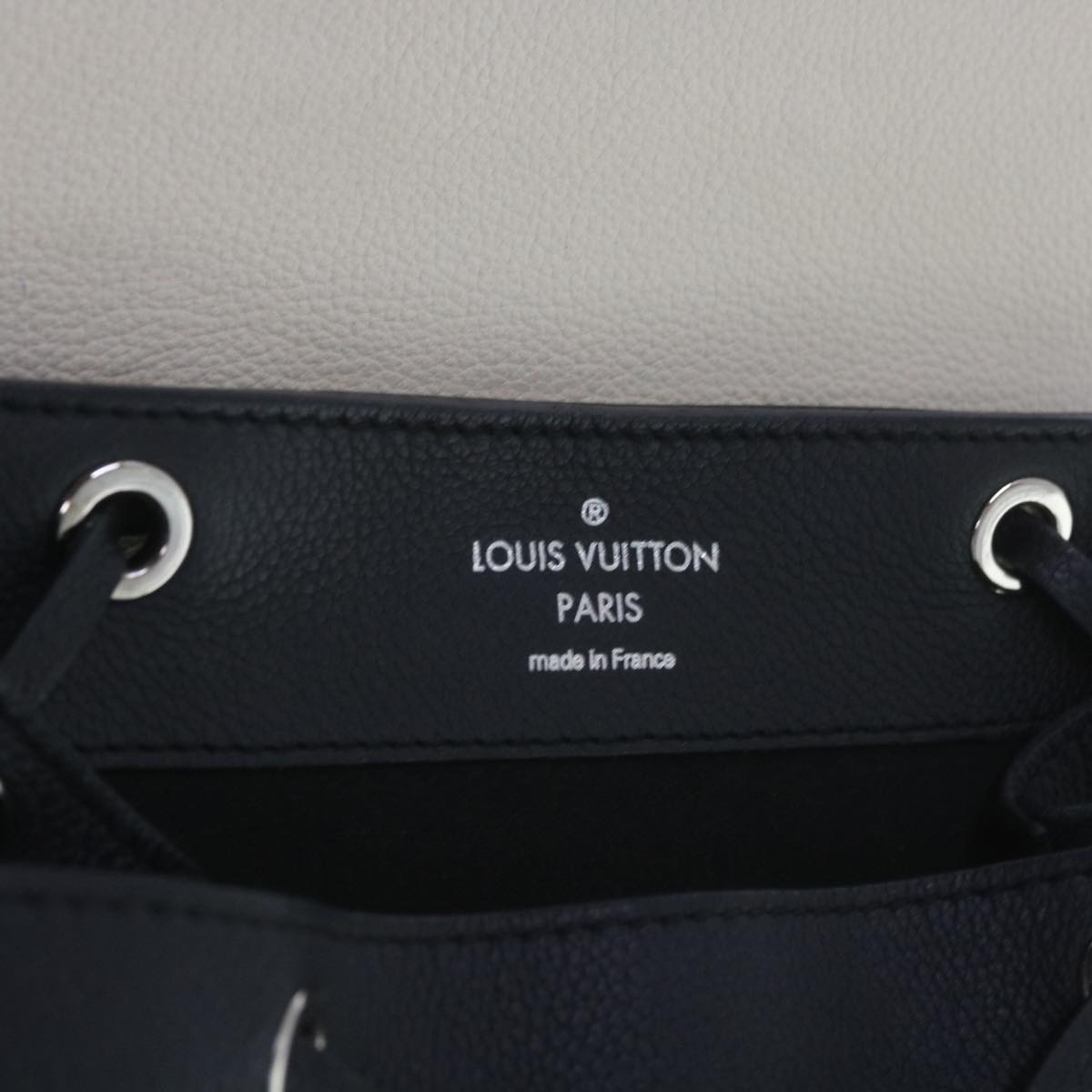 LOUIS VUITTON Lock Me Backpack Calf leather Black White M54108 LV hk1059