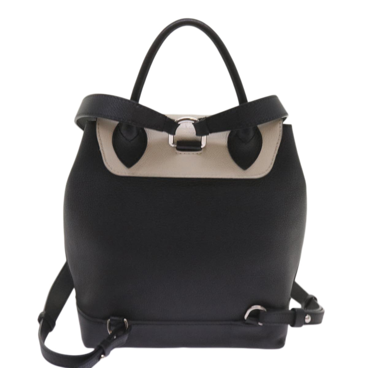 LOUIS VUITTON Lock Me Backpack Calf leather Black White M54108 LV hk1059