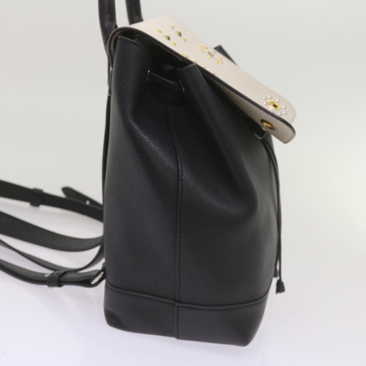 LOUIS VUITTON Lock Me Backpack Calf leather Black White M54108 LV hk1059