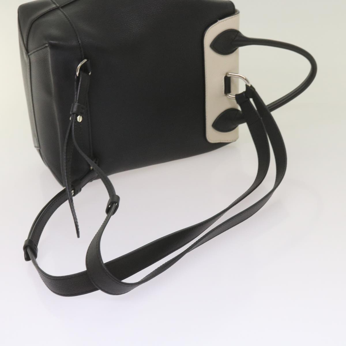 LOUIS VUITTON Lock Me Backpack Calf leather Black White M54108 LV hk1059