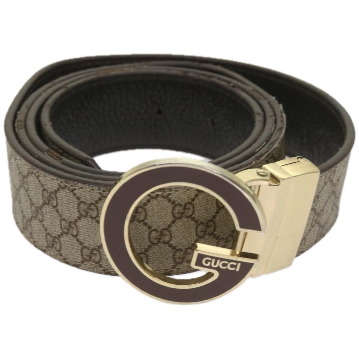 GUCCI GG Supreme Belt PVC 45.7"" Beige 121295  hk1104