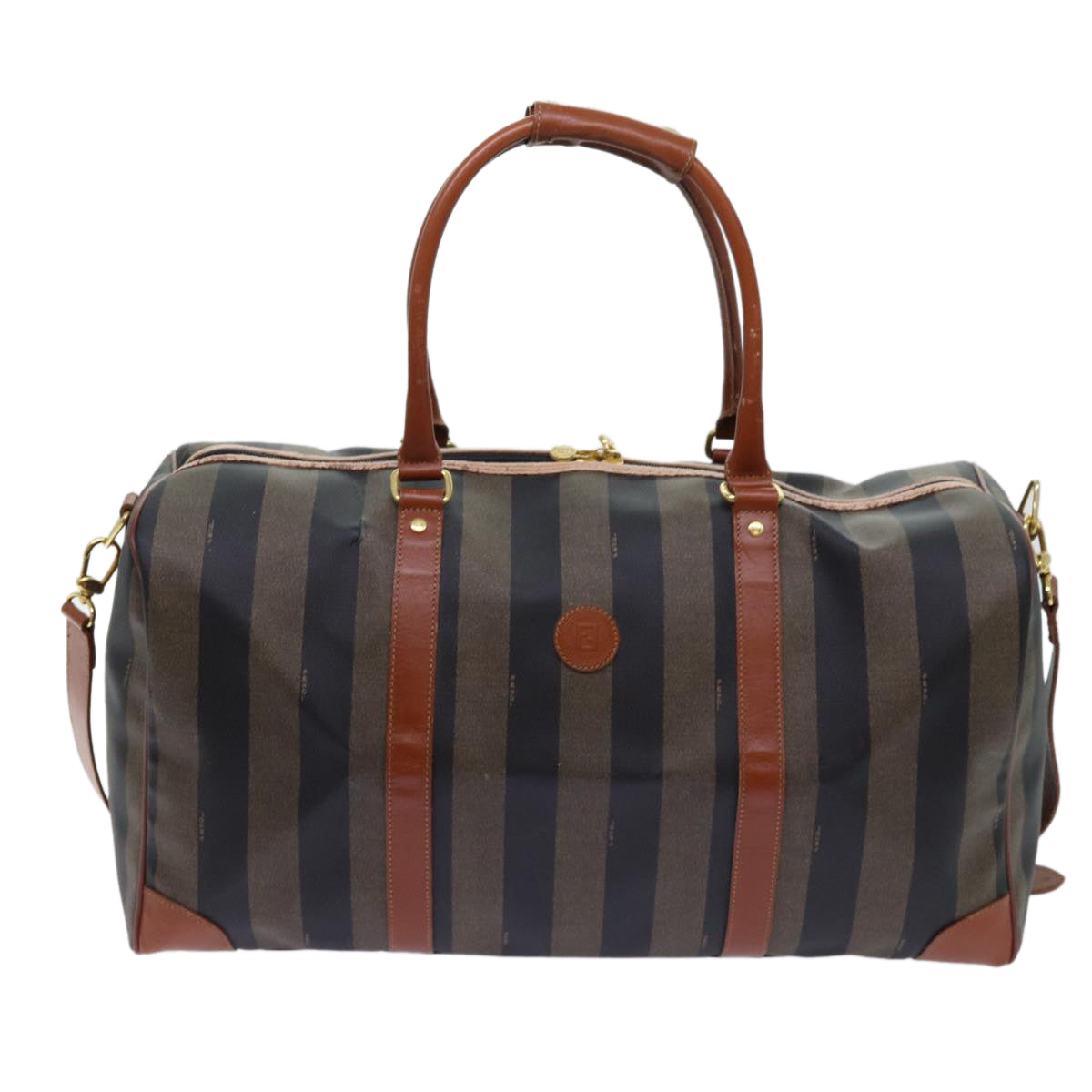 Luxury FendiPecan Canvas Boston Bag Coated Canvas 2way Brown Khakihk1140