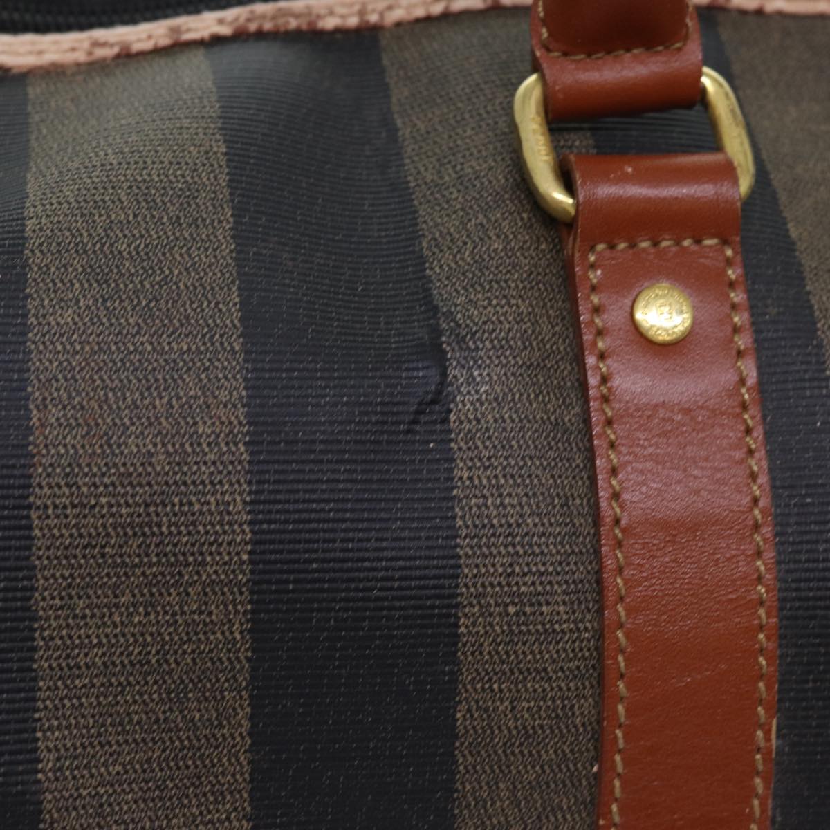 Luxury FendiPecan Canvas Boston Bag Coated Canvas 2way Brown Khakihk1140