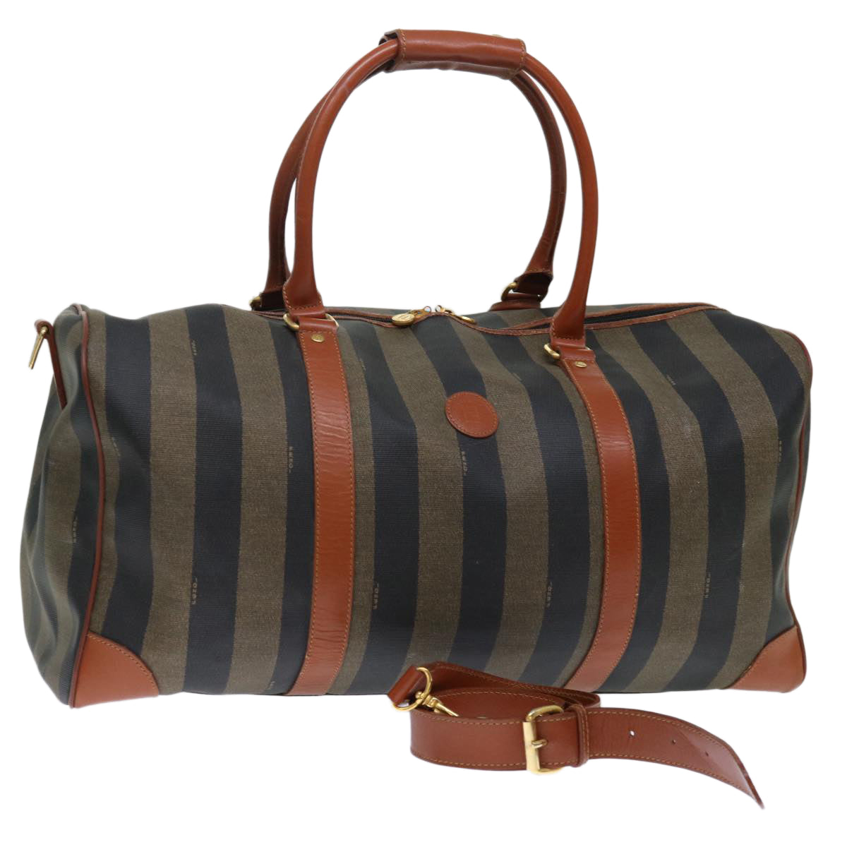 Luxury Fendi Pecan Canvas Boston Bag Coated Canvas 2way Brown Khakihk1204