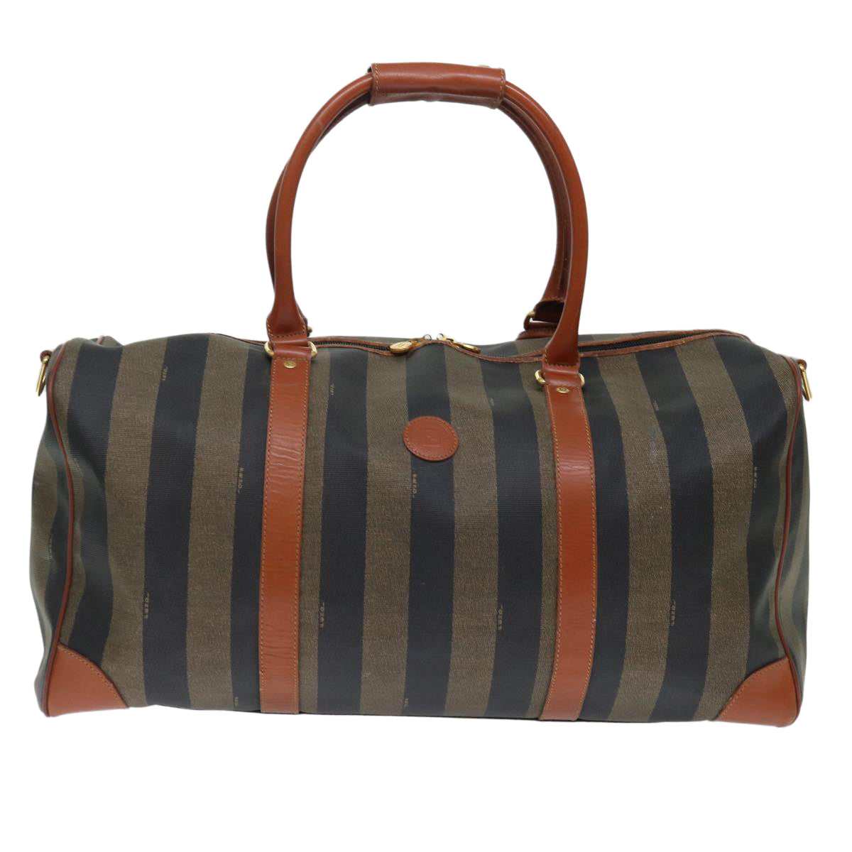 Luxury Fendi Pecan Canvas Boston Bag Coated Canvas 2way Brown Khakihk1204