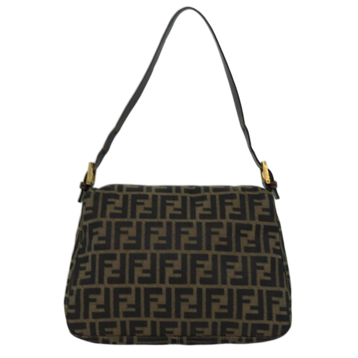 Luxury Fendi Zucca Canvas Mamma Baguette Shoulder Bag Black Brownhk1297