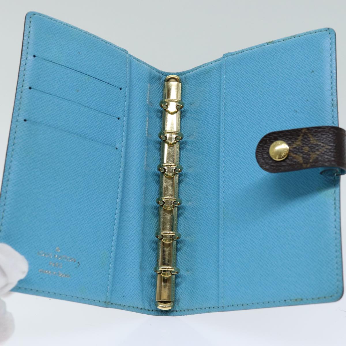 LOUIS VUITTON Monogram Groom Agenda PM Day Planner Cover Blue R20020 hk1342