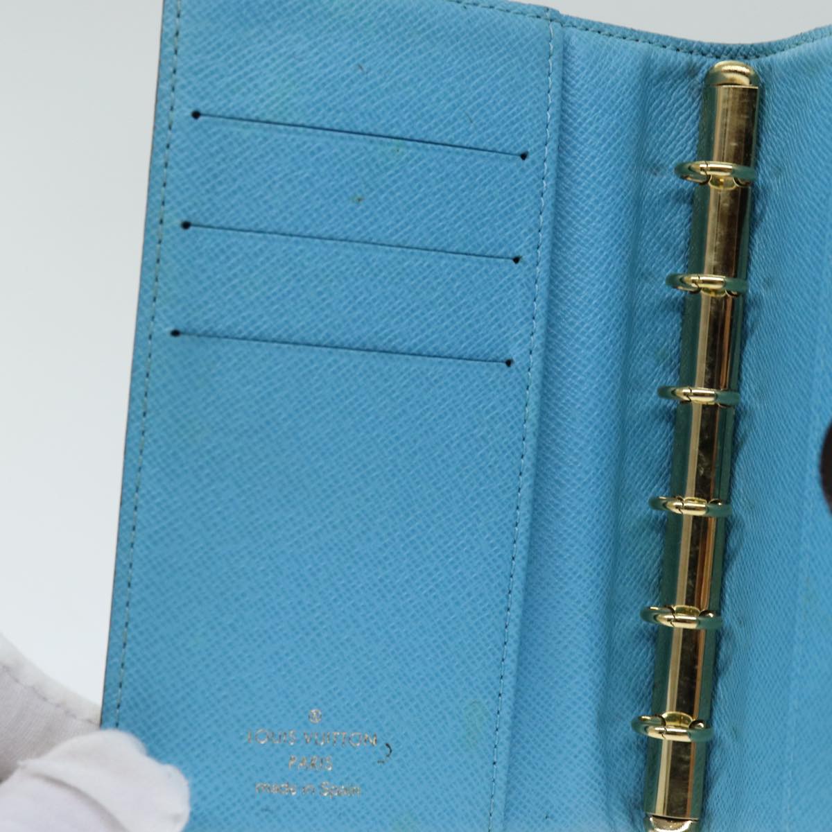 LOUIS VUITTON Monogram Groom Agenda PM Day Planner Cover Blue R20020 hk1342