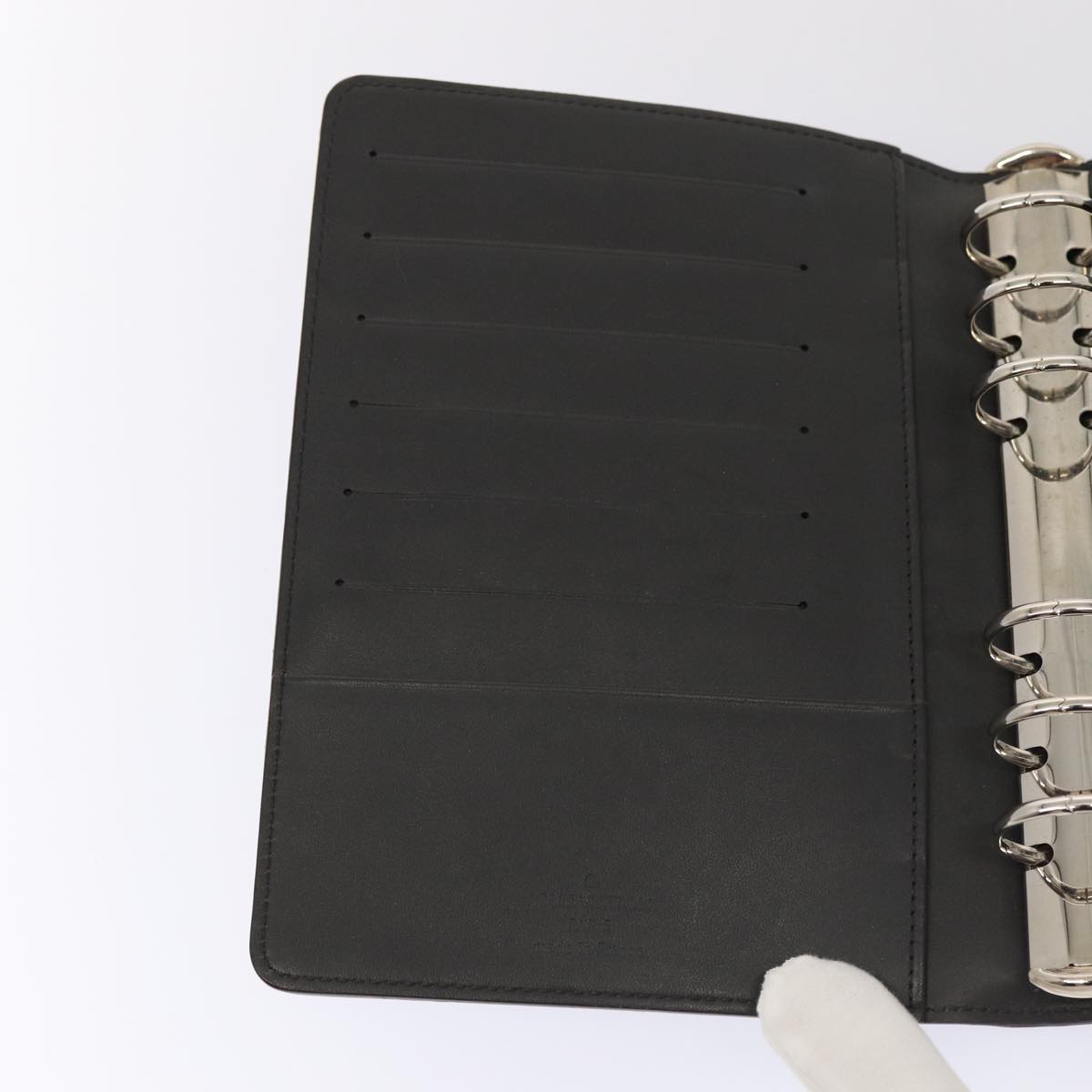 LOUIS VUITTON Monogram Mat Agenda MM Day Planner Cover Black R20925 hk1356