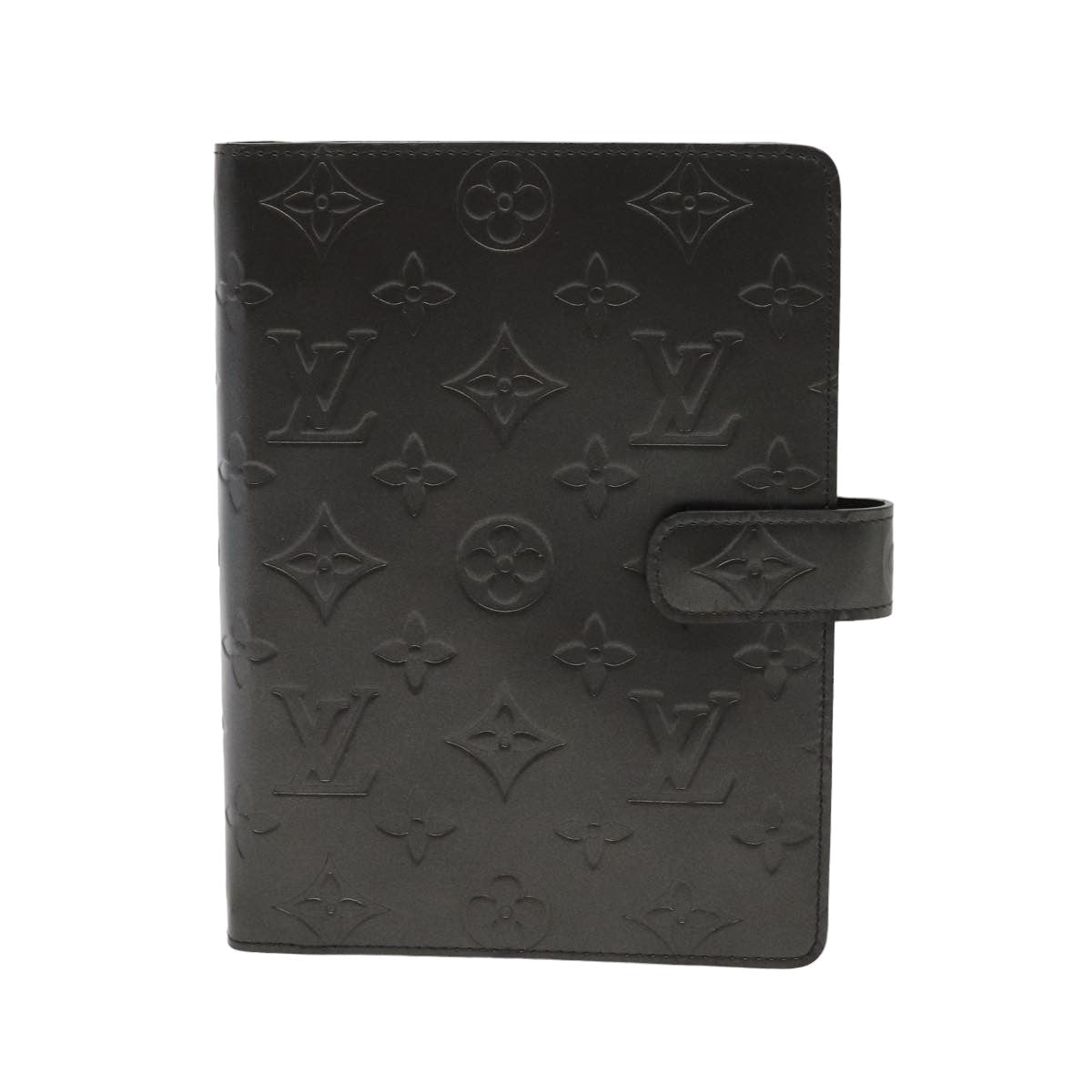 LOUIS VUITTON Monogram Mat Agenda MM Day Planner Cover Black R20925 hk1356