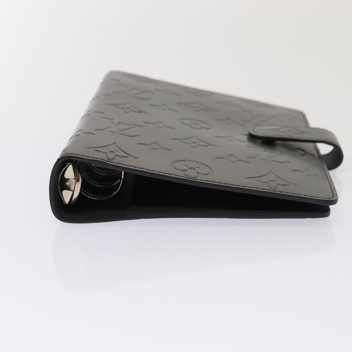 LOUIS VUITTON Monogram Mat Agenda MM Day Planner Cover Black R20925 hk1356