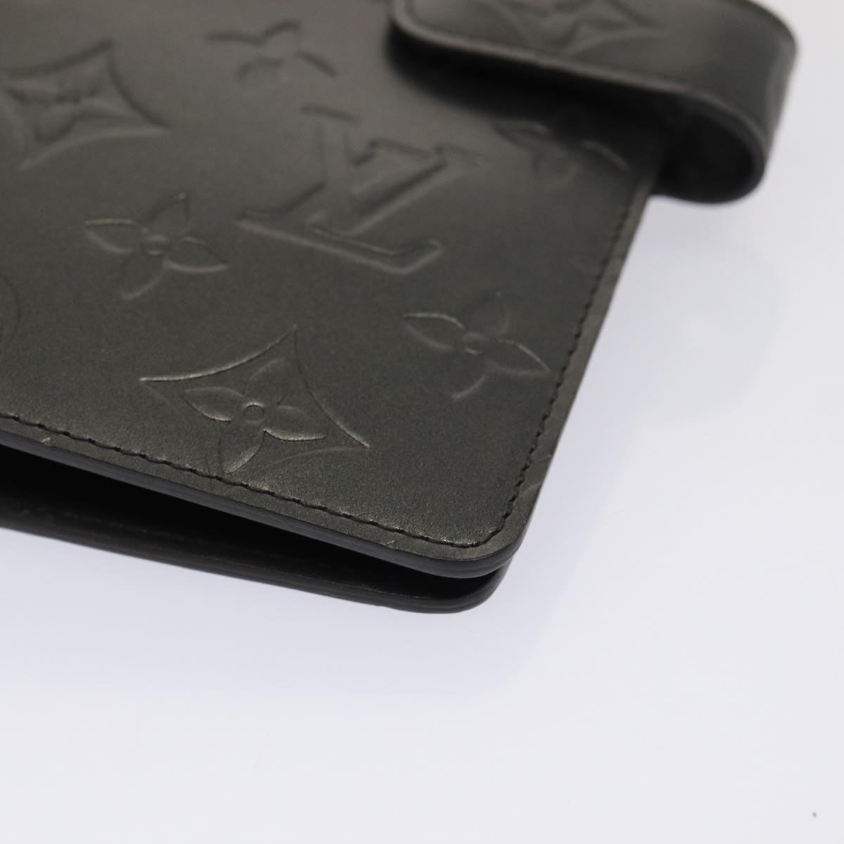 LOUIS VUITTON Monogram Mat Agenda MM Day Planner Cover Black R20925 hk1356