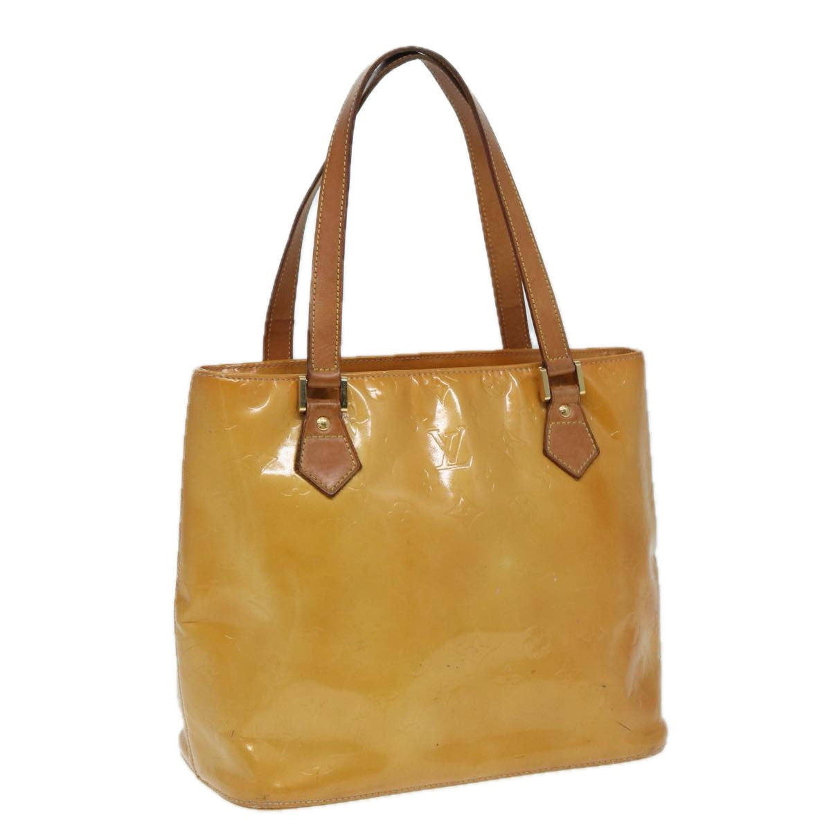 LOUIS VUITTON Monogram Vernis Houston Hand Bag Beige M91004 LV hk1369