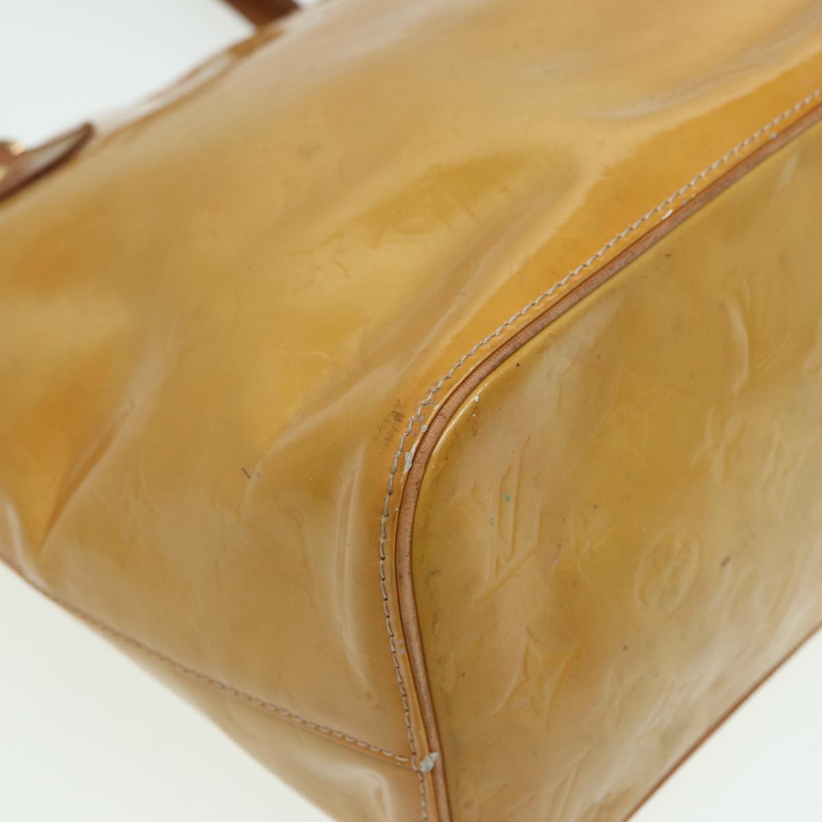 LOUIS VUITTON Monogram Vernis Houston Hand Bag Beige M91004 LV hk1369