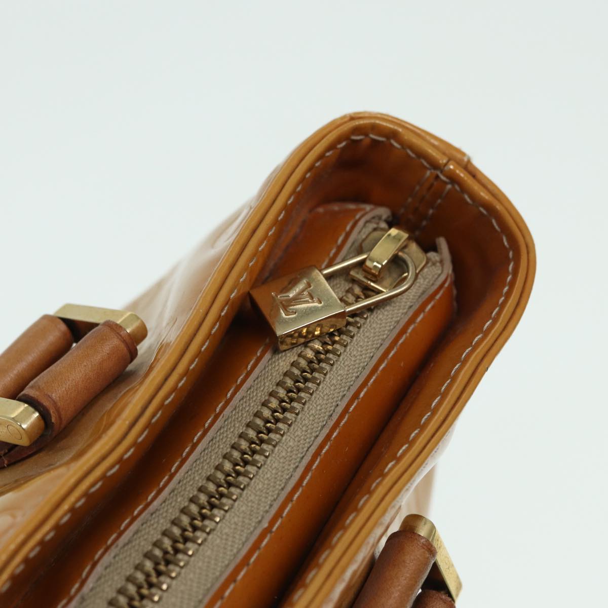 LOUIS VUITTON Monogram Vernis Houston Hand Bag Beige M91004 LV hk1369