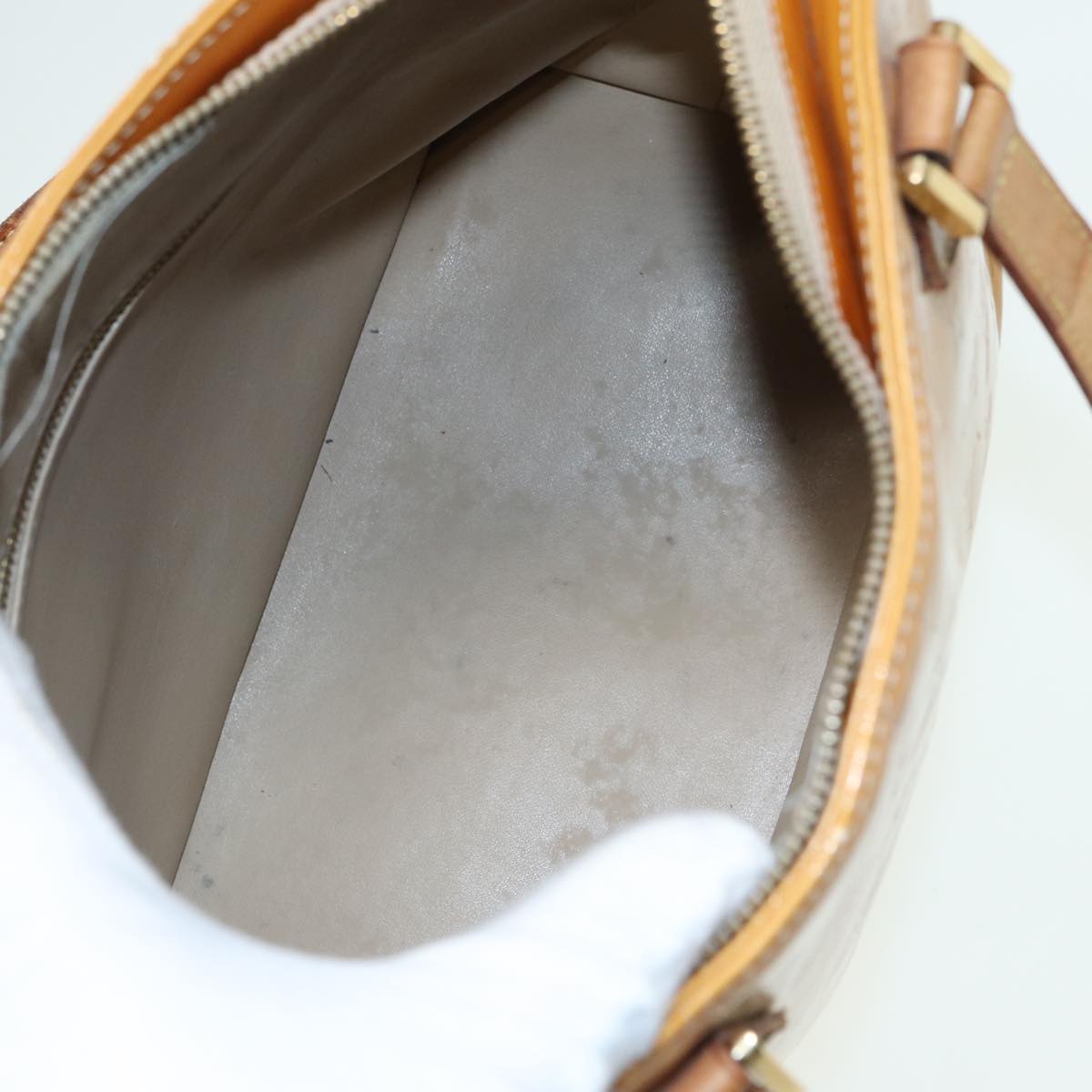 LOUIS VUITTON Monogram Vernis Houston Hand Bag Beige M91004 LV hk1369